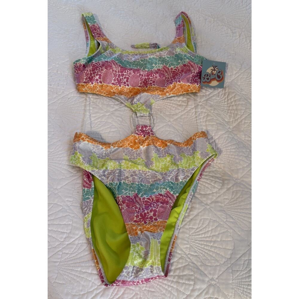 Blu C Bikini Set Size Small S Multi Color Floral Pineapple Swimsuit New